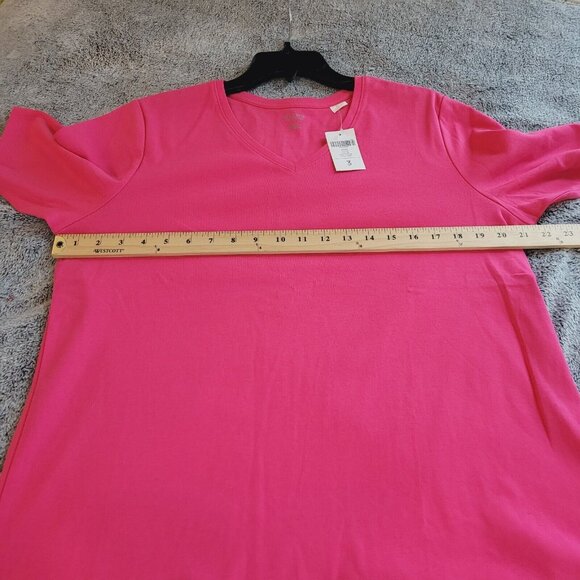 CHicos True Color Tee Top Size XL Pink 100% Cotton V Neck Comfort Gianna 17235 - Picture 8 of 11
